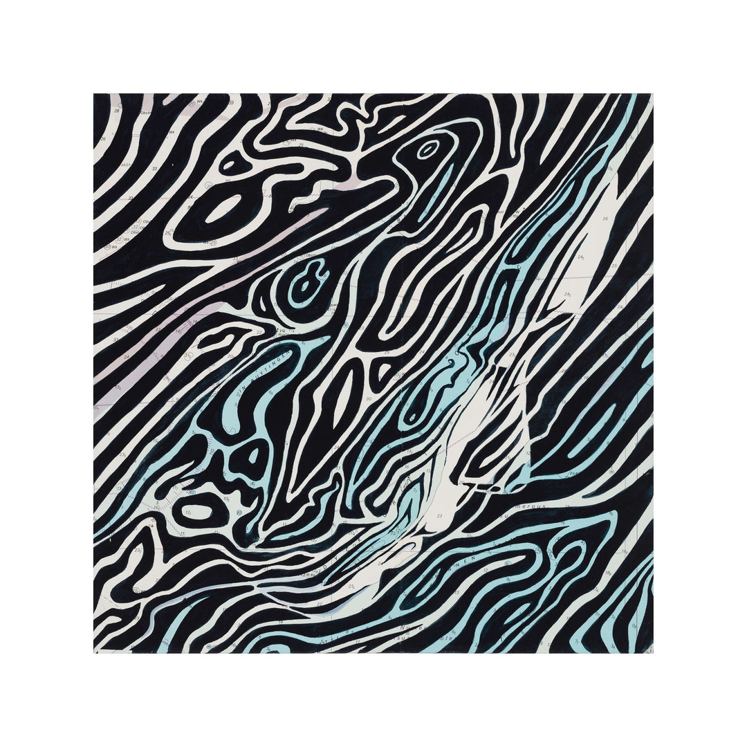 A limited edition "The English Channel: Dover Straits" black and white zebra print created by Ed Fairburn, available for shipping.