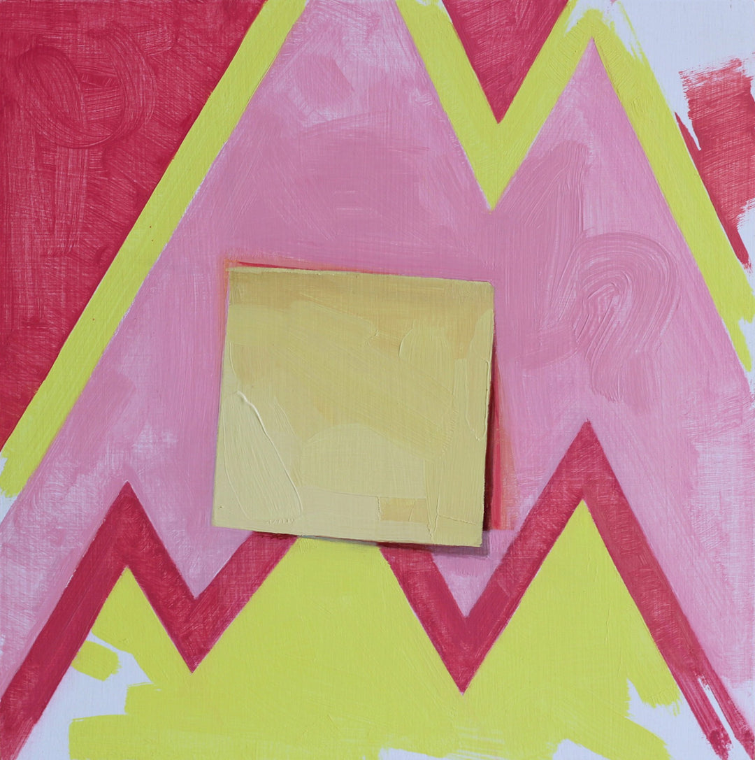 An oil painting by Felicia Forte featuring a yellow square called "Remember Date Night" by Felicia Forte.