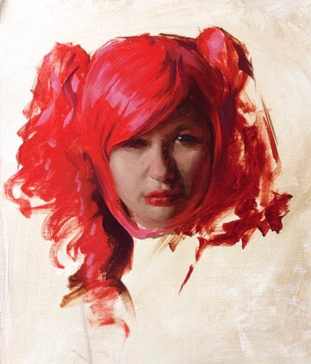 An "Incandescence" oil painting of a girl with red hair by Casey Childs.