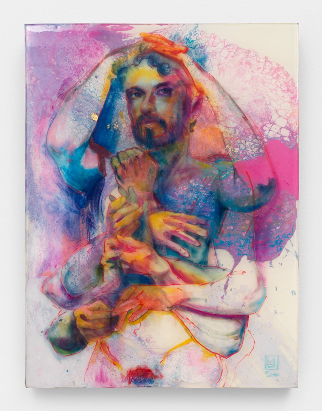 Marc Scheff's "Masculinity" portrays the tender display of masculinity as a man delicately holds a woman's hand in his captivating painting.