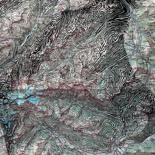An Ed Fairburn | "Innsbruck" topographic map of a mountain area.