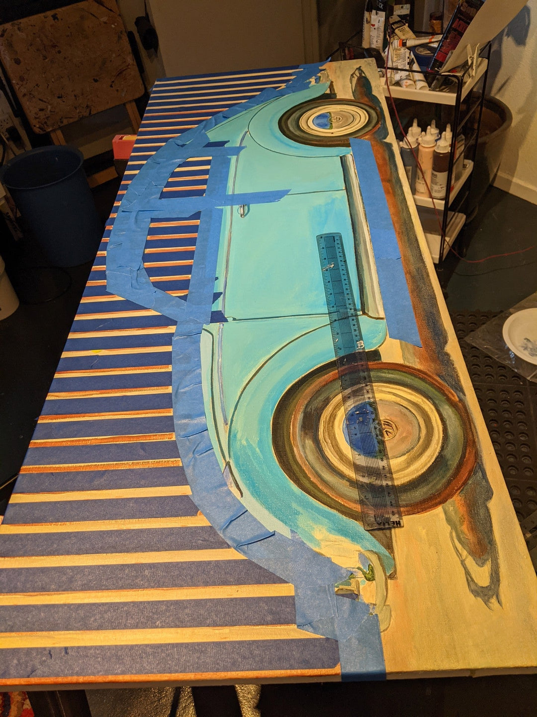 1967 Blue Volkswagen Beetle by Shan Fannin - Abend Gallery - Shan Fannin