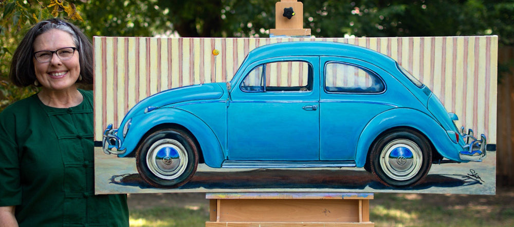 1967 Blue Volkswagen Beetle by Shan Fannin - Abend Gallery - Shan Fannin