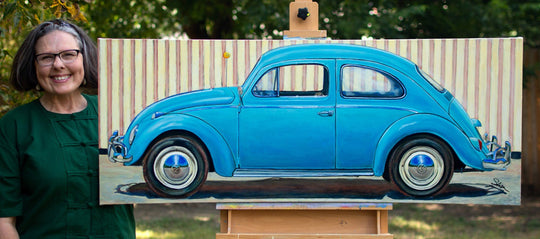 1967 Blue Volkswagen Beetle by Shan Fannin - Abend Gallery - Shan Fannin