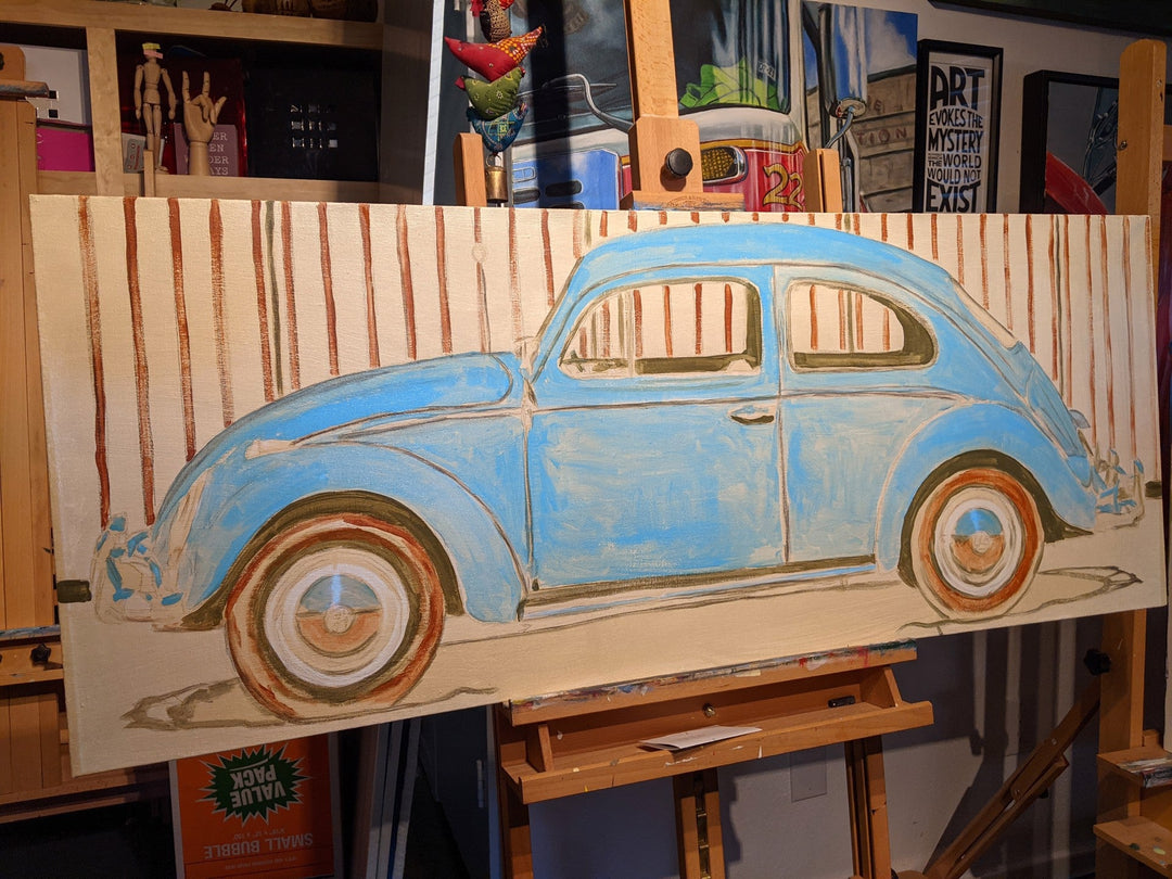 1967 Blue Volkswagen Beetle by Shan Fannin - Abend Gallery - Shan Fannin