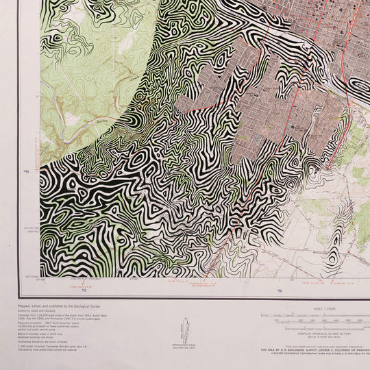 A limited edition "Ed Fairburn | 'Austin and Vicinity'" map of a land available in unframed prints, using archival ink.