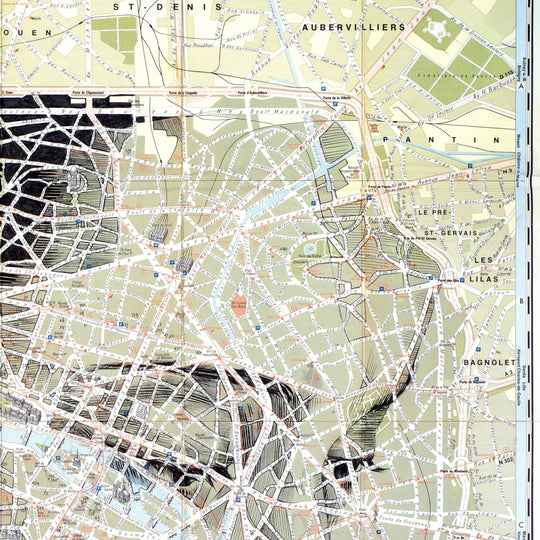 a map of the city of Paris by Ed Fairburn | "Paris" (Artist Proof)