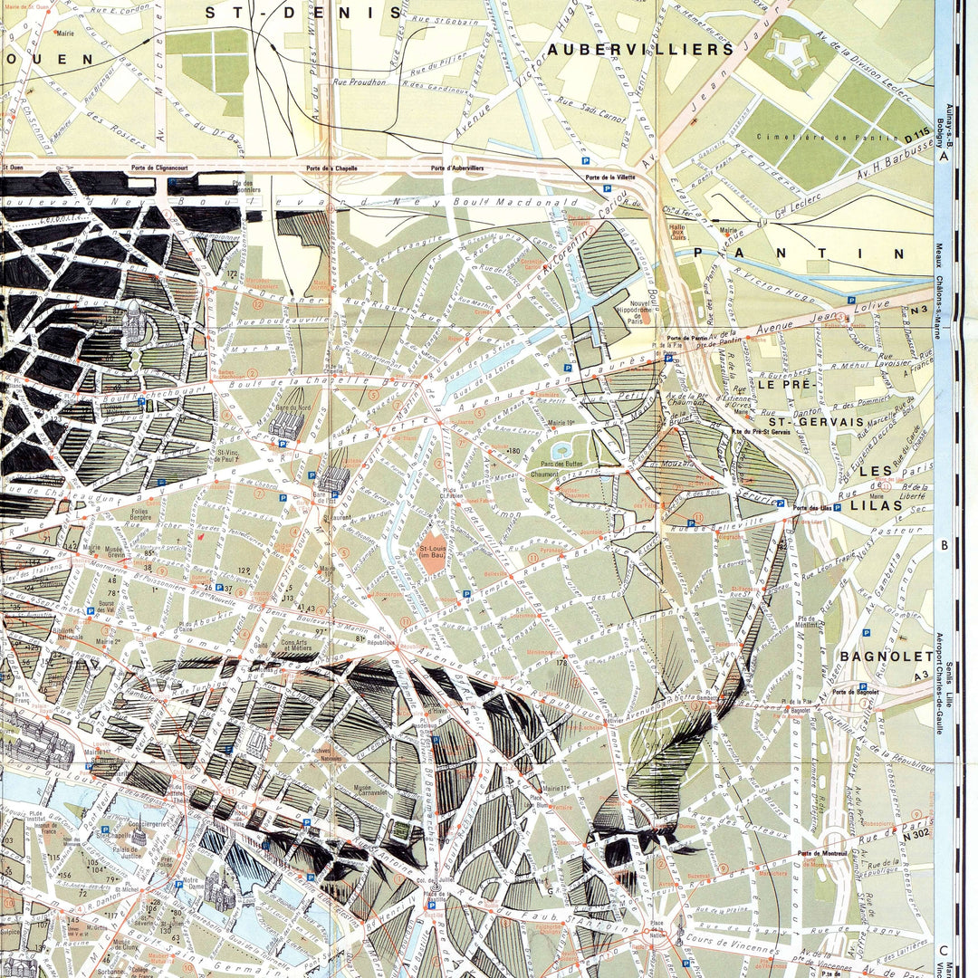 a map of the city of Paris by Ed Fairburn | "Paris" (Artist Proof)