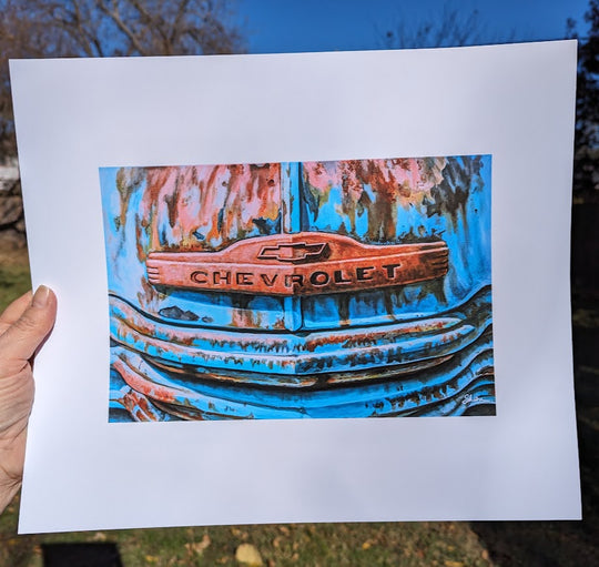 A limited edition giclée print of the Shan Fannin | "Rusted Glory (Chevy Truck)" | 7.5 x 10" on archival matte paper.