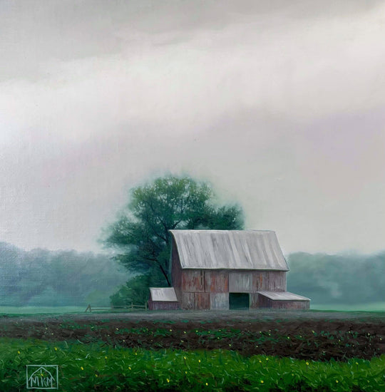 Barn in the Rain by Michael Miller - Abend Gallery - Michael Miller