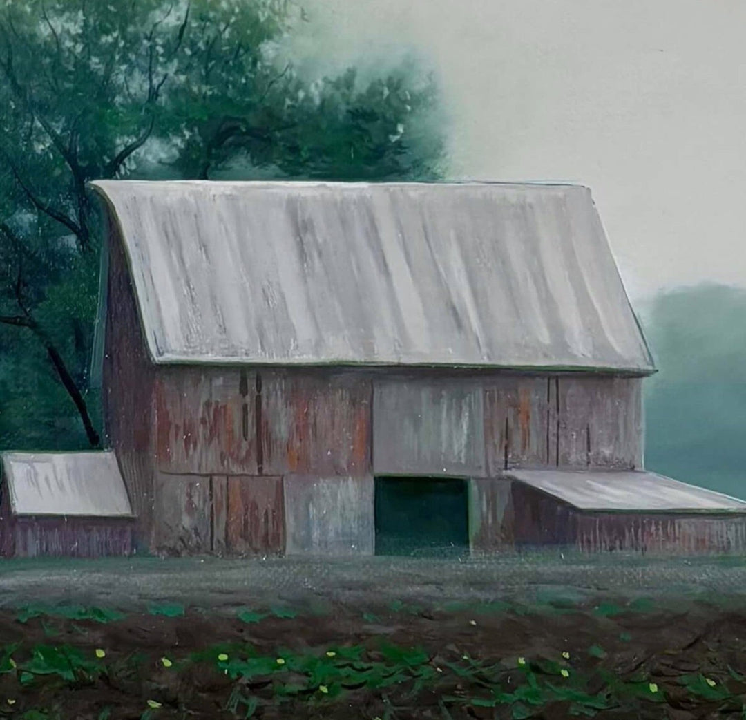 Barn in the Rain by Michael Miller - Abend Gallery - Michael Miller