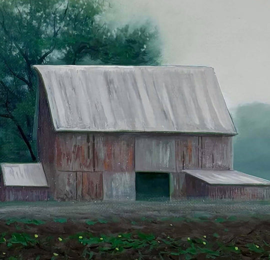 Barn in the Rain by Michael Miller - Abend Gallery - Michael Miller