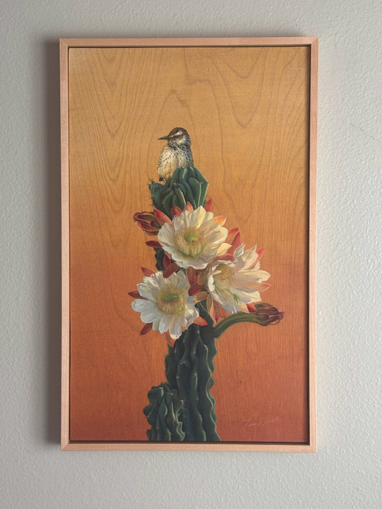 Cactus Wren and Desert Bloom by Terra Novak - Abend Gallery - Terra Novak