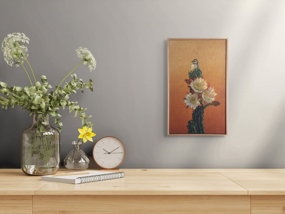 Cactus Wren and Desert Bloom by Terra Novak - Abend Gallery - Terra Novak
