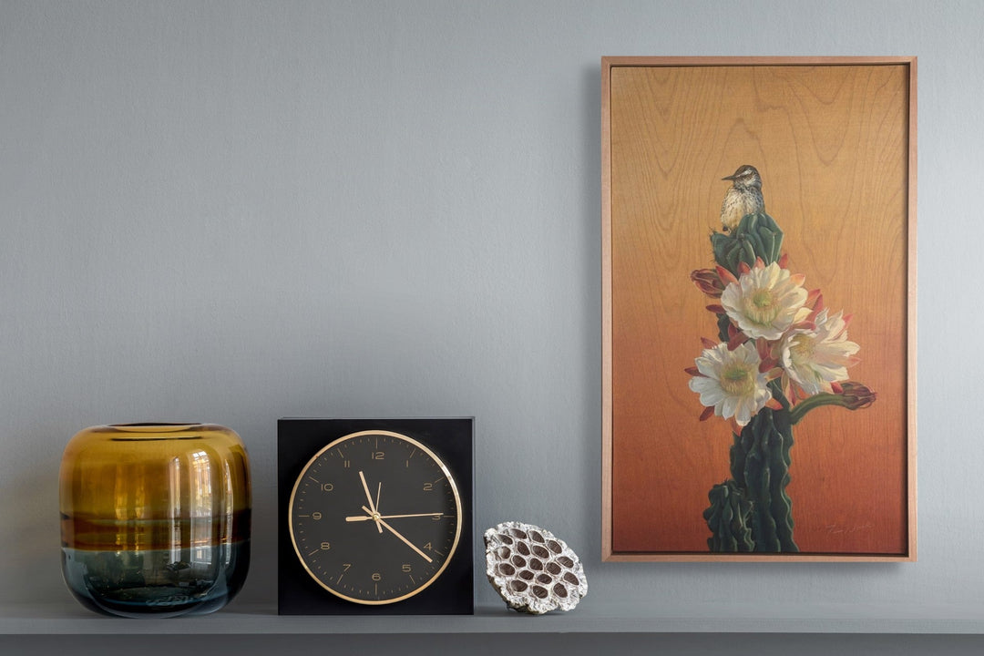 Cactus Wren and Desert Bloom by Terra Novak - Abend Gallery - Terra Novak