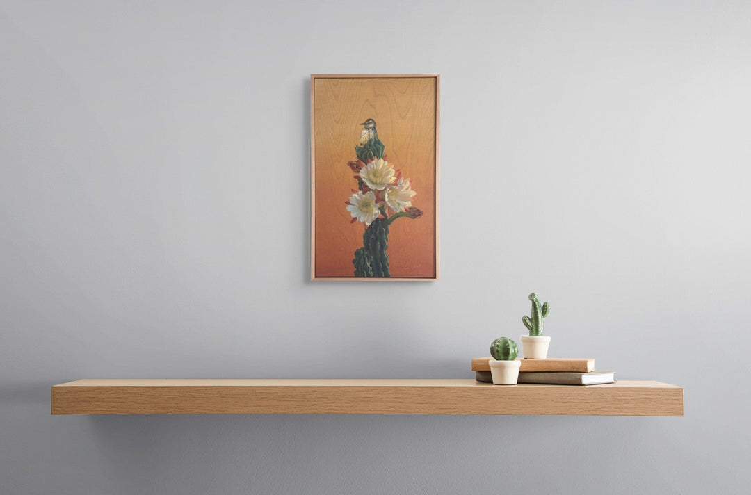Cactus Wren and Desert Bloom by Terra Novak - Abend Gallery - Terra Novak