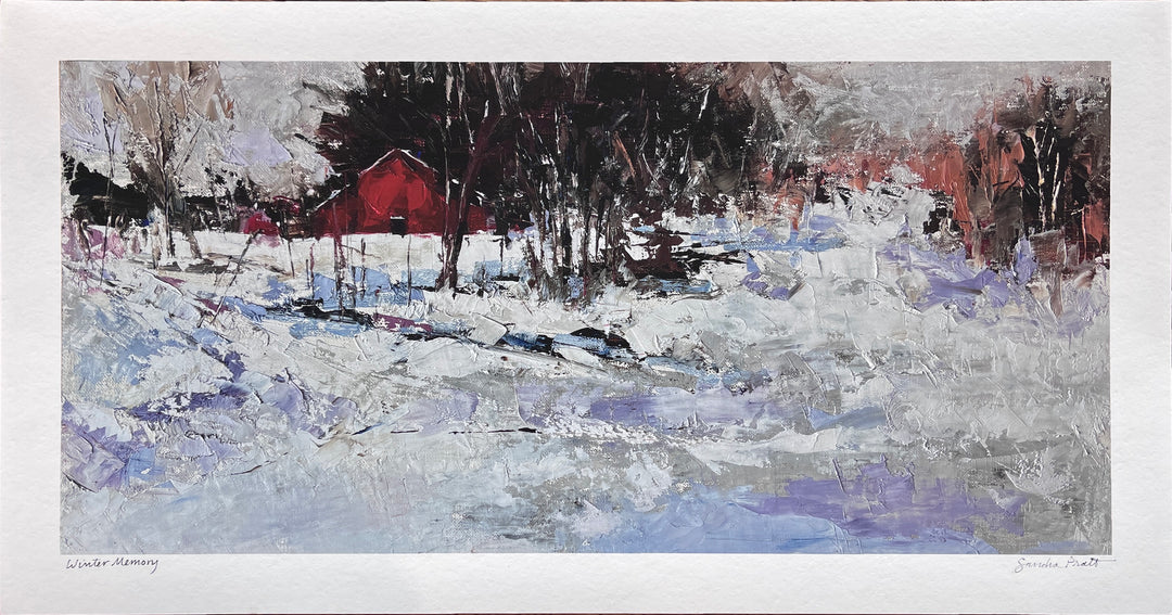 Sandra Pratt | Winter Harmony is a limited edition art print featuring a red barn in a snowy winter landscape, printed on premium matte fine art paper. Available from Sandra Pratt.