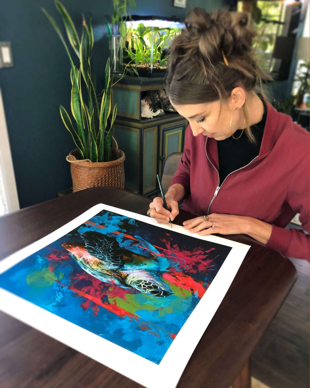 Lindsey Kustusch | The Green Sea Turtle | Limited Edition Print - Abend Gallery - Lindsey Kustusch