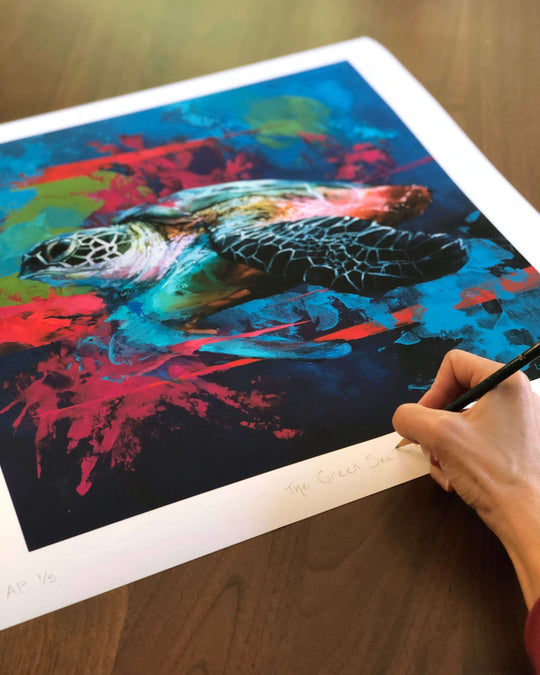 Lindsey Kustusch | The Green Sea Turtle | Limited Edition Print - Abend Gallery - Lindsey Kustusch