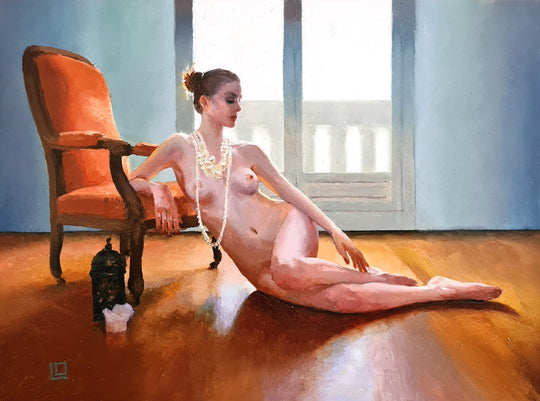 The Orange Voltaire I by Linda Delahaye - Abend Gallery - Linda Delahaye