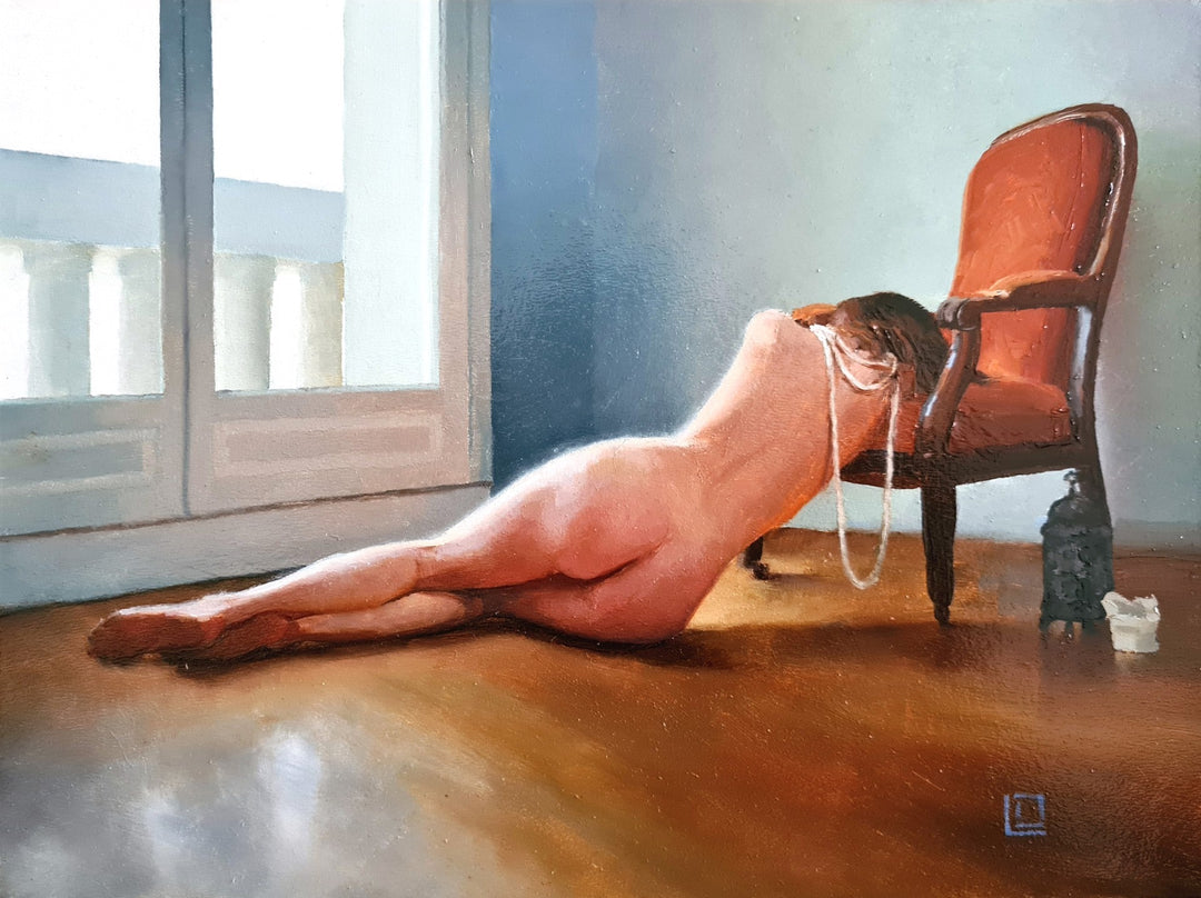 The Orange Voltaire II by Linda Delahaye - Abend Gallery - Linda Delahaye