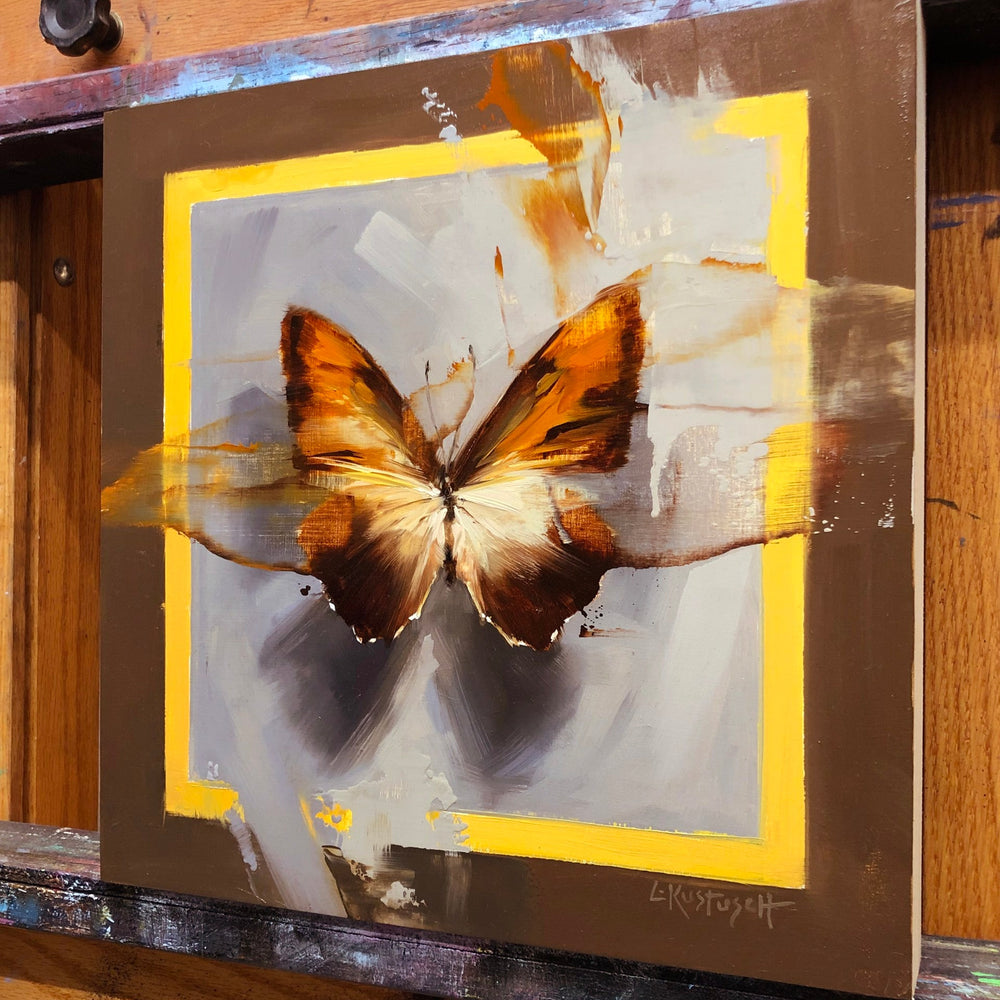 The Sunset Morpho on Shades of Slate & Umber by Lindsey Kustusch - Abend Gallery - Lindsey Kustusch