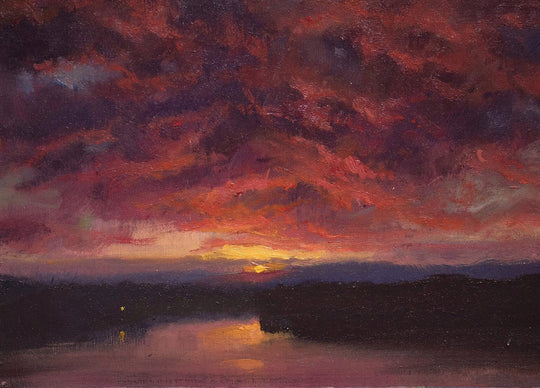 Twilight Over a Mountain Lake by Devin Michael Roberts - Abend Gallery - Devin Michael Roberts