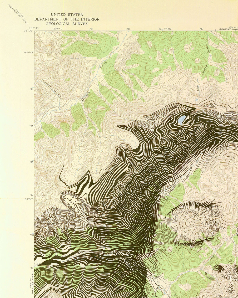 A limited edition Ed Fairburn | "San Juan Mountains" map featuring a woman's face inspired by the San Juan Mountains.