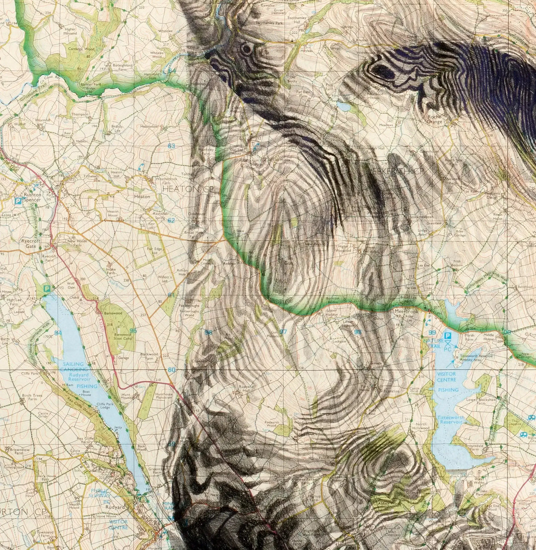 An Ed Fairburn limited edition map featuring the face of a wolf in the "Peak District".