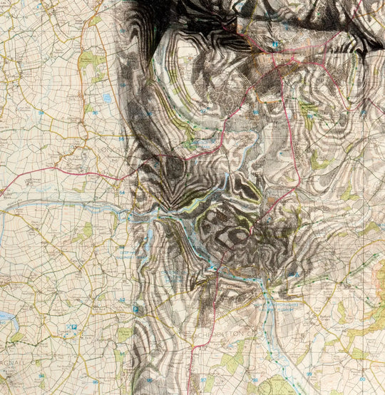 Limited edition Ed Fairburn | "Peak District" artist's map, featuring a person's face.