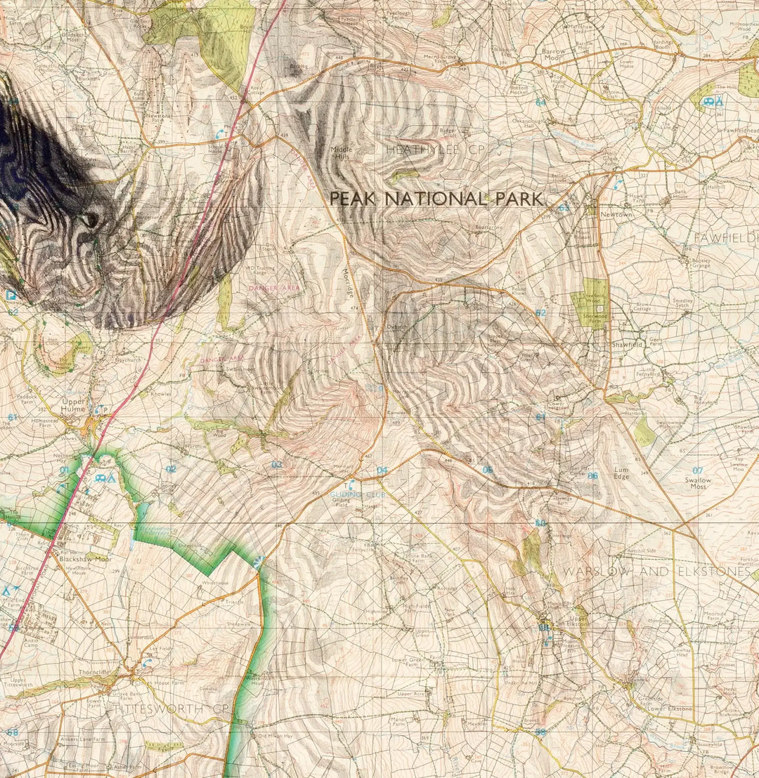 Limited edition "Peak District" topographical map by Ed Fairburn.