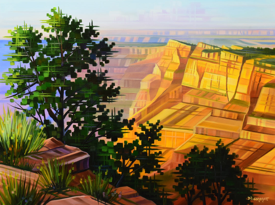 An oil painting of Michelle Condrat's "Golden Canyon, 2022", measuring 12 x 16 inches.