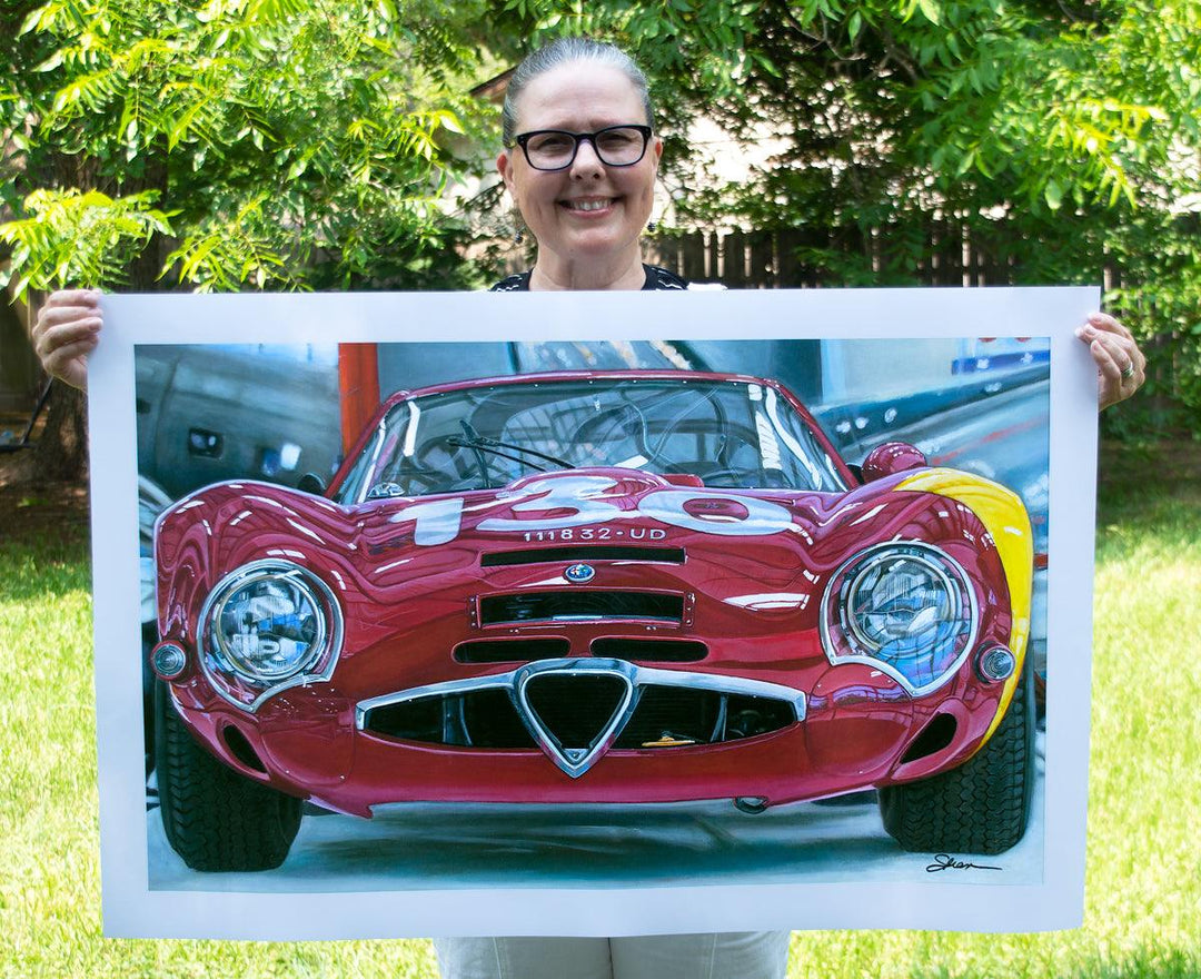 Shan Fannin | "1965 Alfa Romeo Giulia TZ2" | 26 x 40" - Abend Gallery - Shan Fannin