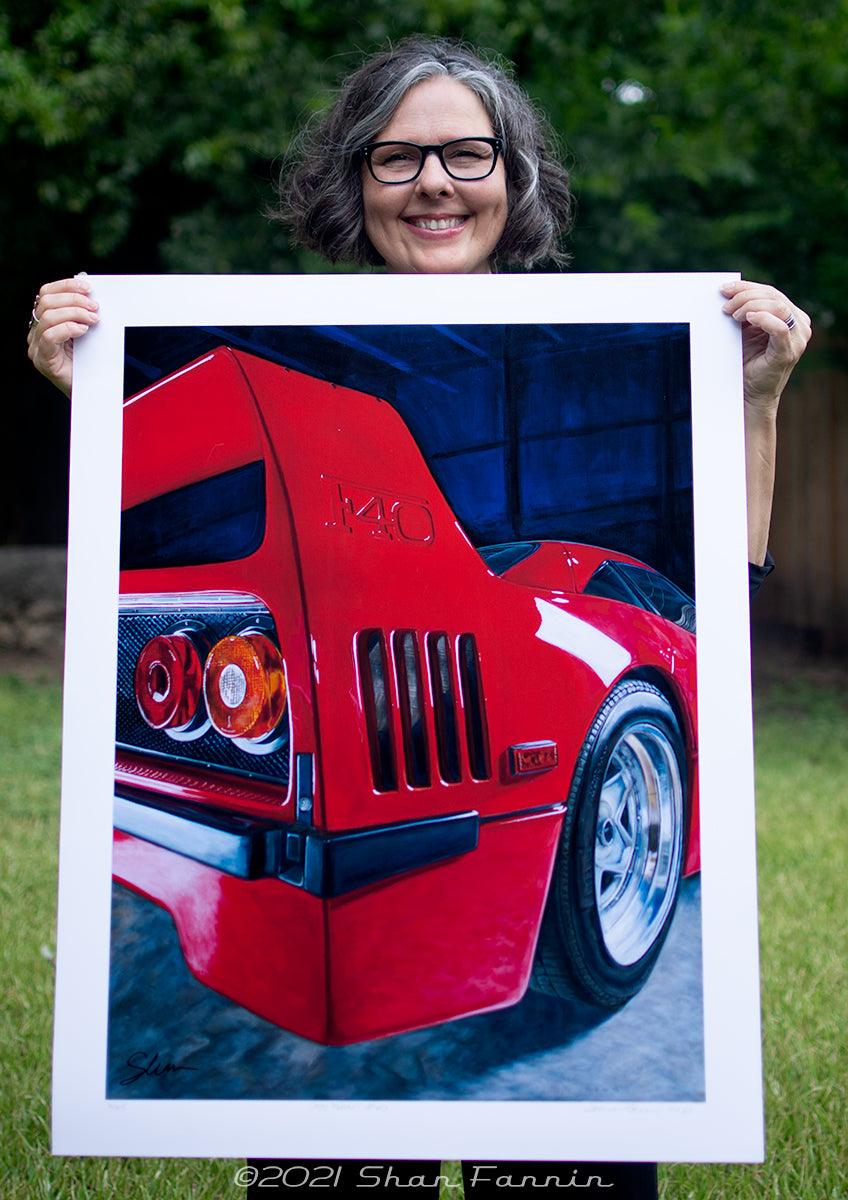 Shan Fannin | "1990 Ferrari F40" | 32 x 25" - Abend Gallery - Shan Fannin