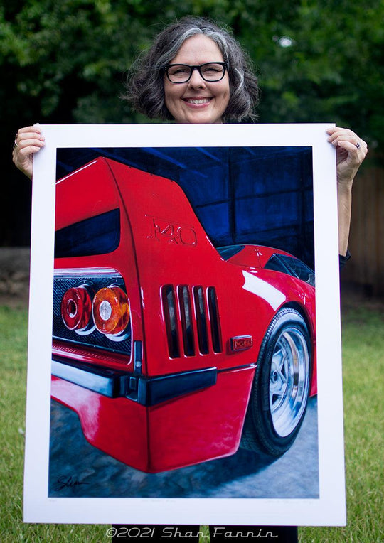 Shan Fannin | "1990 Ferrari F40" | 32 x 25" - Abend Gallery - Shan Fannin