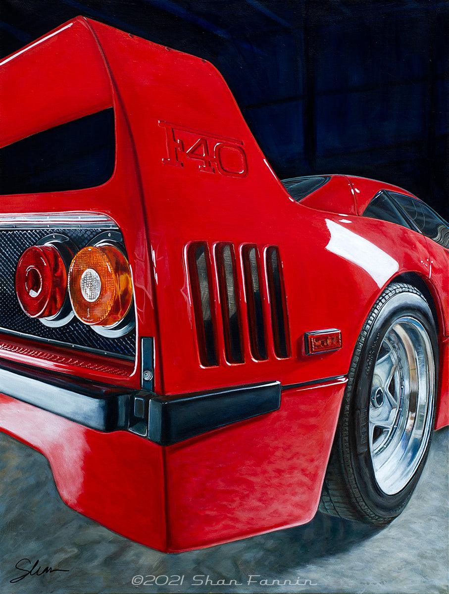 Shan Fannin | "1990 Ferrari F40" | 32 x 25" - Abend Gallery - Shan Fannin