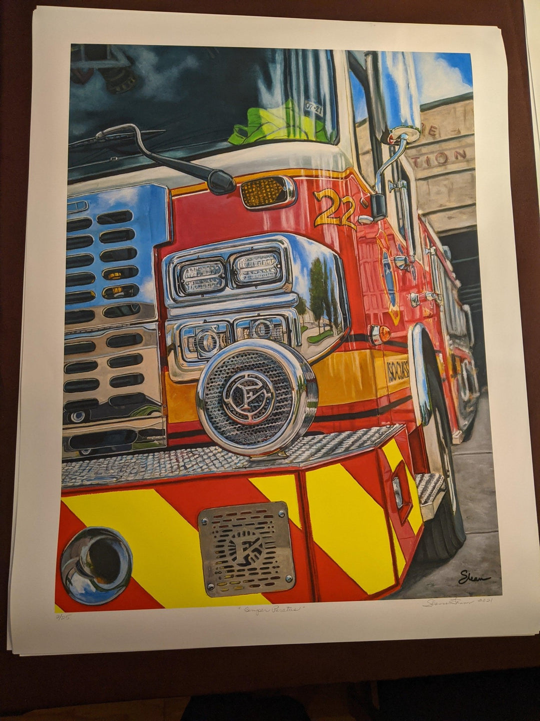 Shan Fannin | "Semper Paratus (Firetruck - First Responders Tribute)" | 32 x 25" - Abend Gallery - Shan Fannin