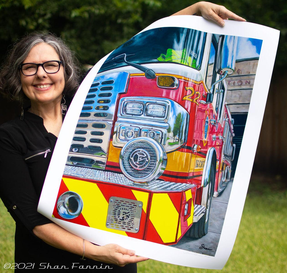 Shan Fannin | "Semper Paratus (Firetruck - First Responders Tribute)" | 32 x 25" - Abend Gallery - Shan Fannin