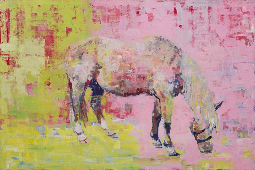 Brian Keith Stephens' "Where the Tall Grass Grows" is an enchanting oil painting featuring a beautiful horse adorned in vibrant hues of pink and yellow created by Brian Keith Stephens.