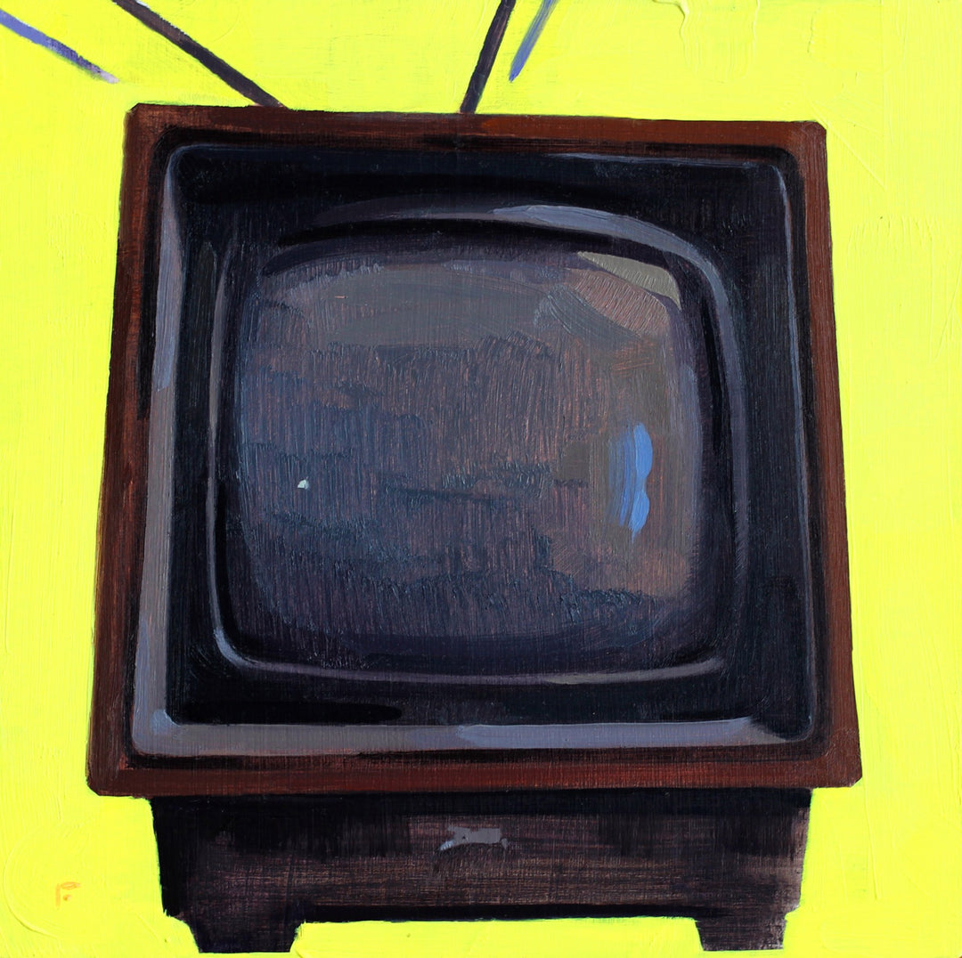 A Felicia Forte - "Zenith" television painting on a yellow background.